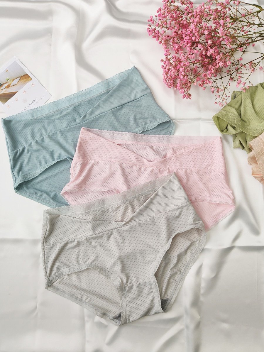 孕妇内裤夏薄款无痕冰丝低腰透气孕中晚期三角裤头孕早期产后短v