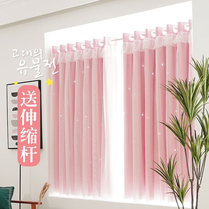 家用_免打孔安装窗帘家用卧室飘窗小窗户全q遮光出租屋成品全套简易布