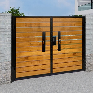 i铁艺实木门庭院门花园别墅门入户大门单双开门农家小院实木门定