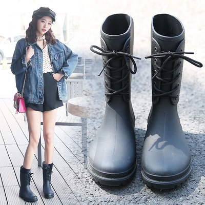 (今日10折)春秋新款时尚小马靴套鞋轻便防滑水雨靴中
