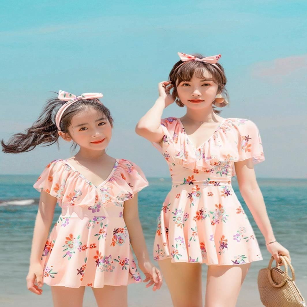 泳衣女夏连衣裙母女亲子泳装儿童装女士2021潮女宝网红游泳衣