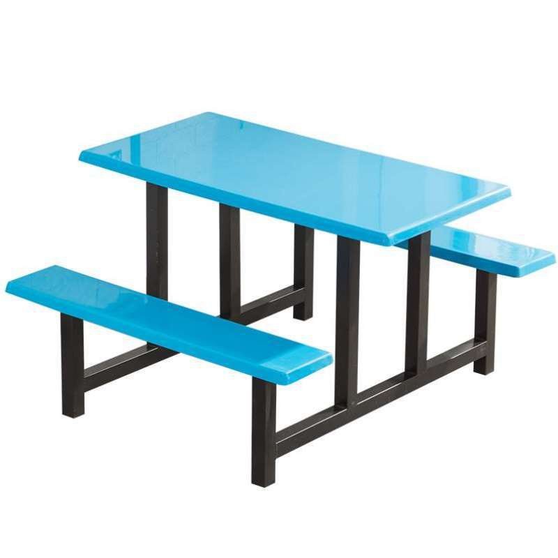 四人八人工业风连体快餐桌椅组合不锈钢学生员工餐饮店烧烤店公司