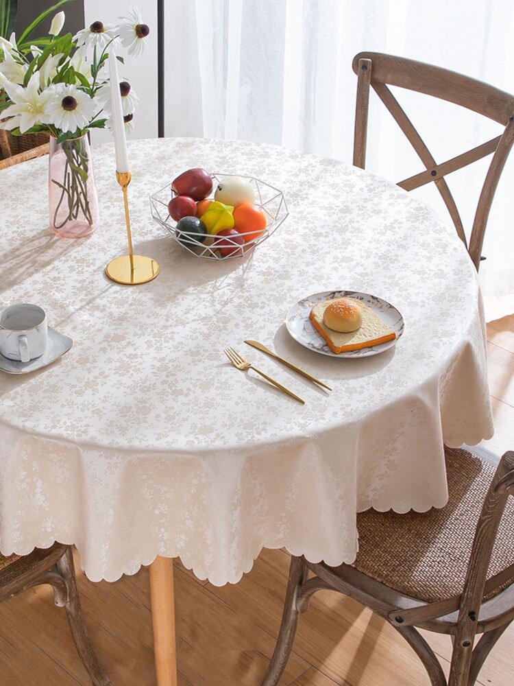 桌布防水防油免洗防烫圆形餐桌布欧式酒店饭店台布圆桌桌布新款