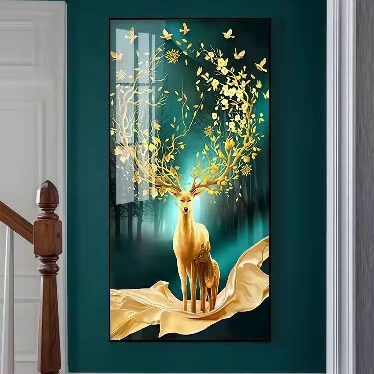 金色的鹿挂画