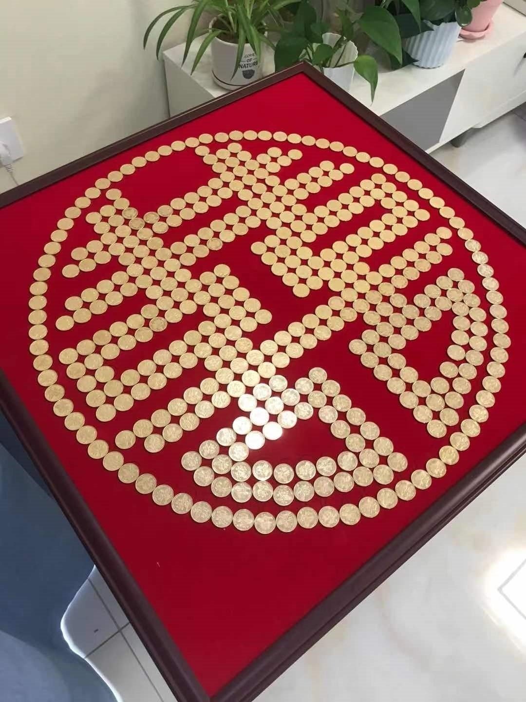 喜字相框5角硬币模版绒布卧室摆件结婚礼物送新人送闺蜜摆件高档