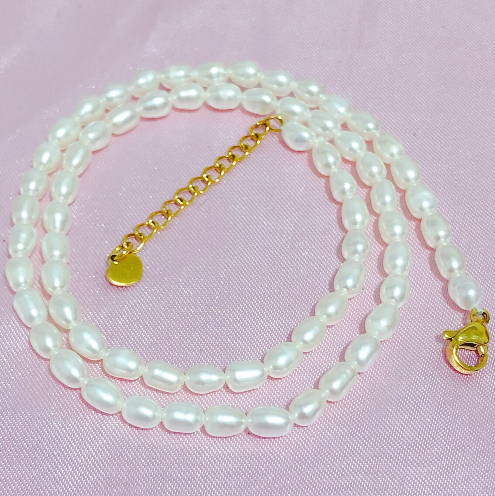 简约迷你小珍珠项链女米粒珠锁骨链14k包金扣细颈链choker礼物短