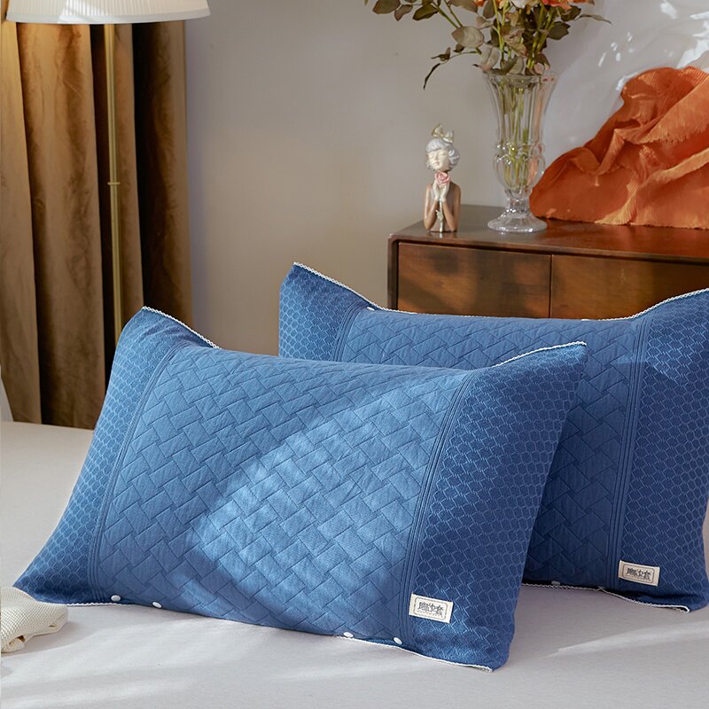 纯棉枕巾防脱落一对装高档全棉纱布单人带扣a固定家用女男生枕头