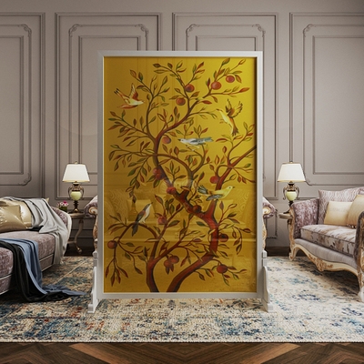 欧式屏风隔断时尚客厅环保实木图片