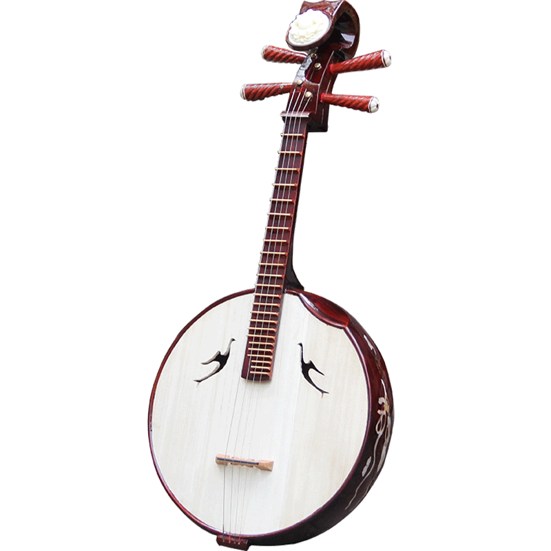 正品梵巢弹拨乐器中阮初学入门红木镶嵌牡丹花阮