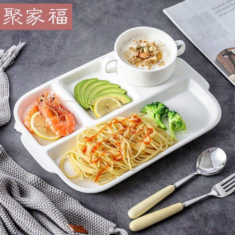 创意日式餐盘分格陶瓷盘子午餐一人食餐具套装分隔托盘饭菜快餐盘