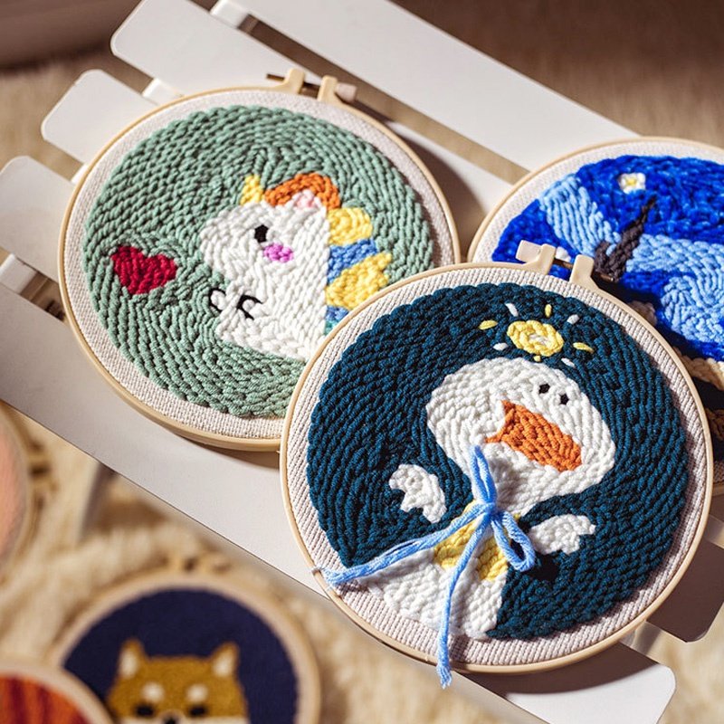 俄罗斯戳戳绣手工diy刺绣戳戳乐材料包定制图案毛线名画情侣礼物