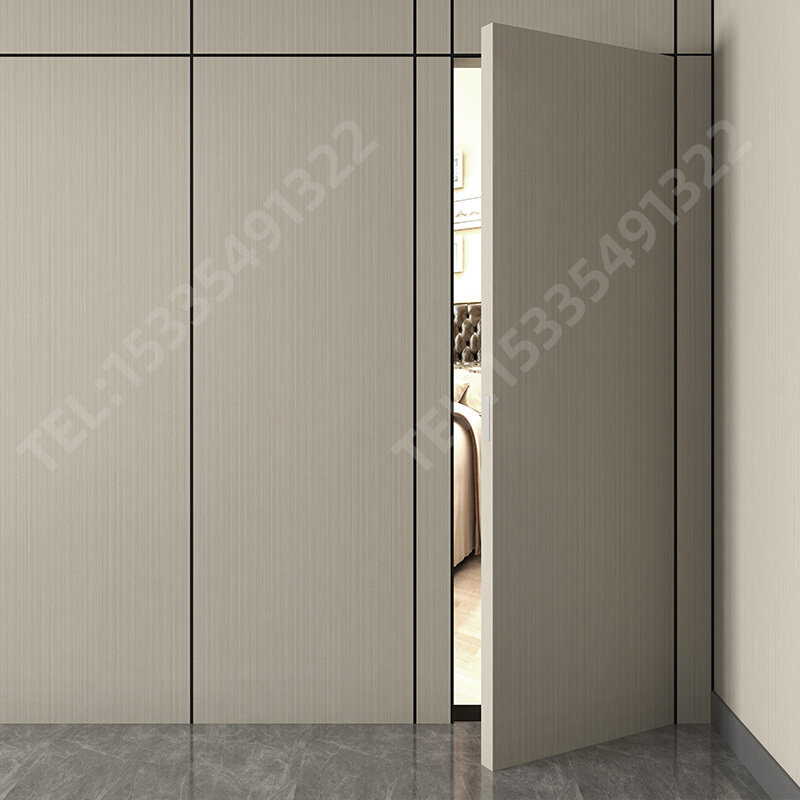 特价无框门_实木格栅木饰面隐形门无框门木c格栅电视背景墙卧室门暗门