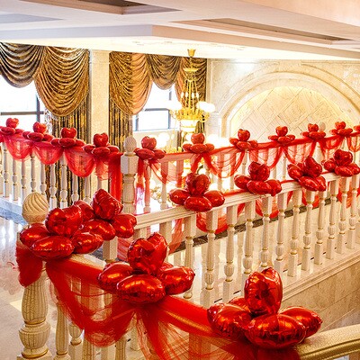 纱缦布置结婚用婚庆男方楼梯纱幔装饰纱婚礼可爱栏杆新婚中式阳台