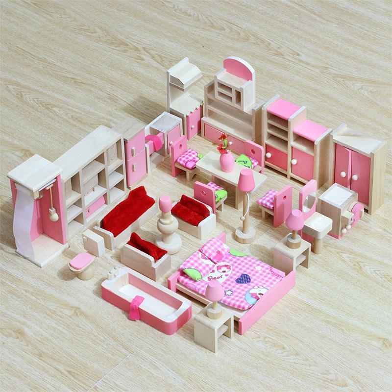 木制玩具小孩欢乐幼儿园家具迷你浴室男孩木质套装模型桌子家里