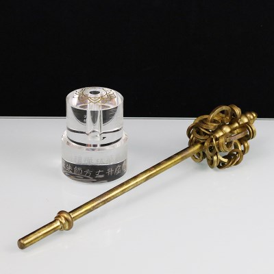 佛具佛教用品纯铜九华山地藏王菩萨法器锡杖禅杖佛像用品35厘米