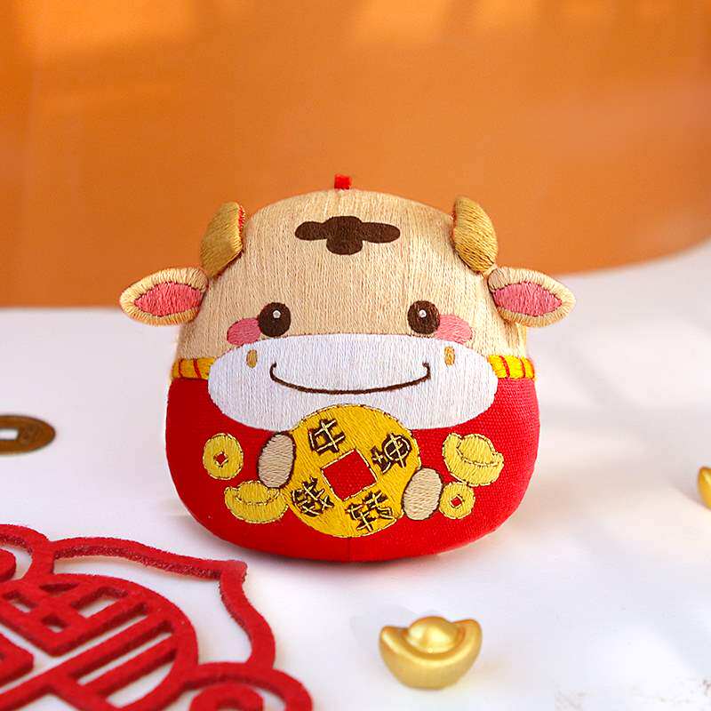 平安男友自绣冲天牛气挂件牛年包牛年材料平安福缝纫diy材料套装