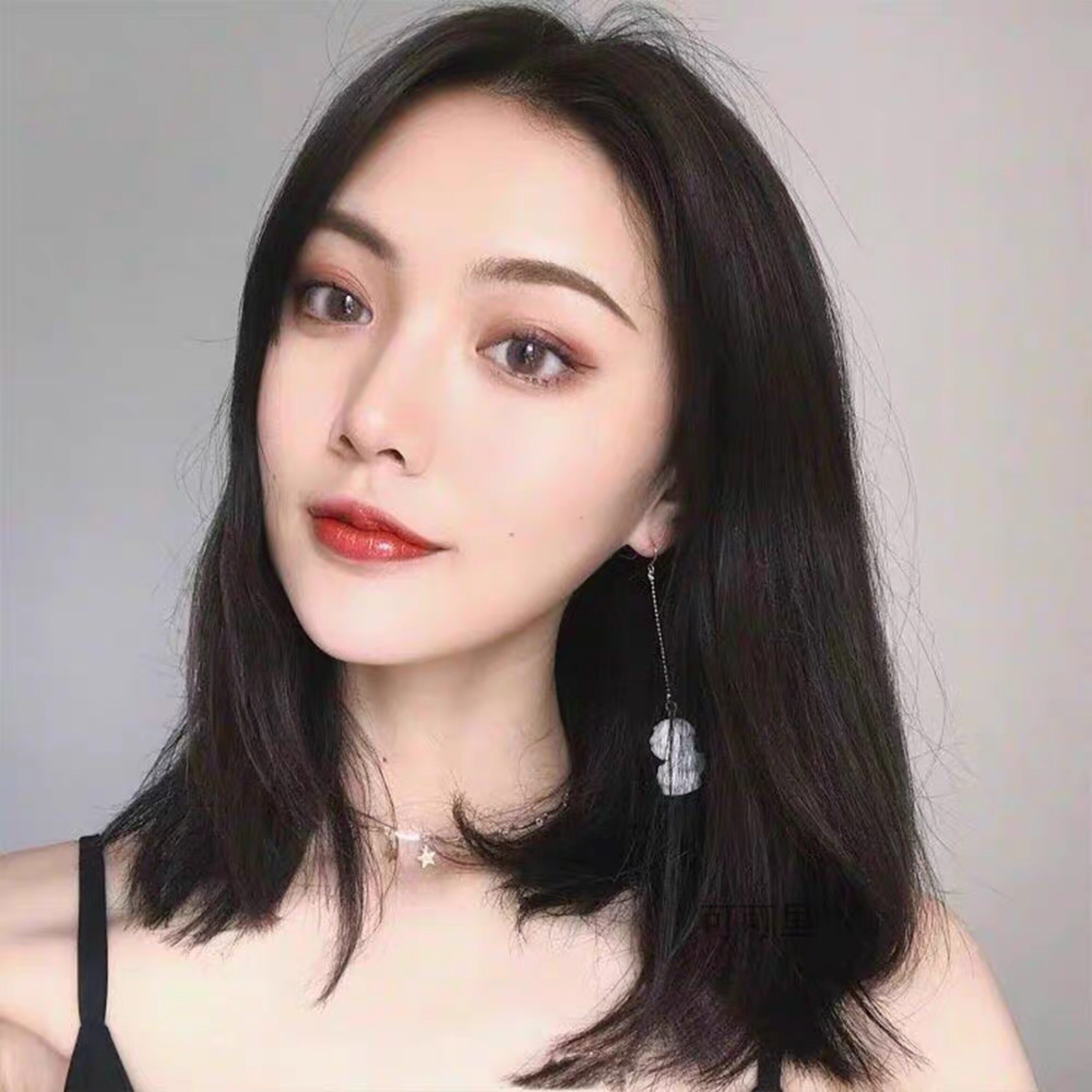 网红假发女中长发锁骨发逼真蓬松长直发中分圆脸自然长发全头套