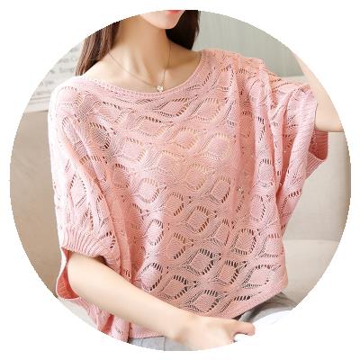 冰丝镂空针c织衫女套头宽松韩版上衣洞洞毛衣防晒夏季薄款外套