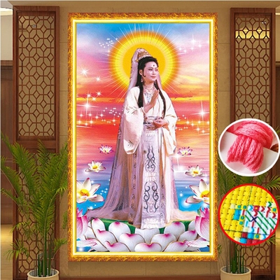 2021十字绣新款观音送子全绣南海观音观世音菩萨像佛客厅线绣系列