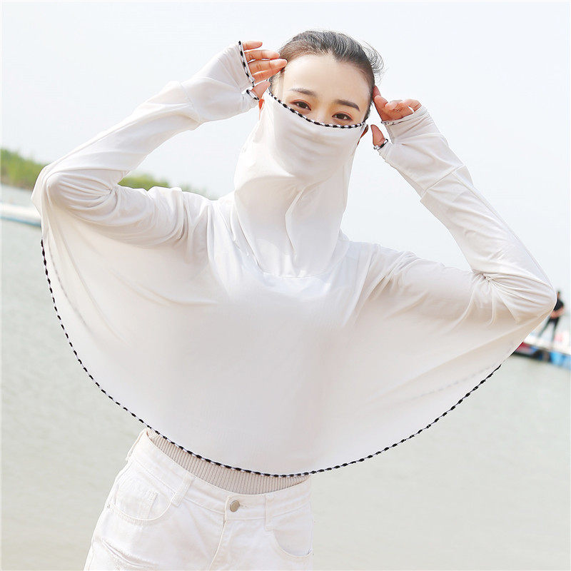 夏季新款防晒披肩女遮脸护颈面罩骑车透气口罩防紫外线冰丝防晒衣