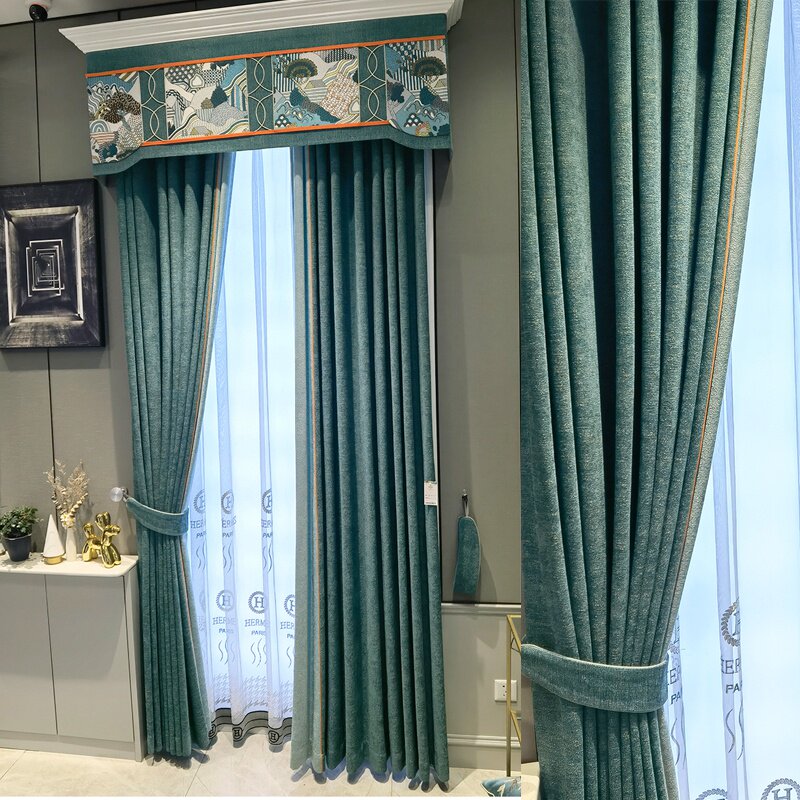 窗帘2021年新款客厅雪尼尔遮光美式轻奢窗帘落地简约现代ins风格