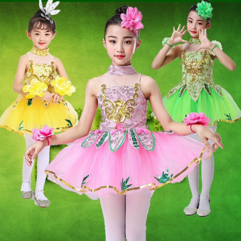 新款六一儿童茉莉花开舞蹈演出服花仙子儿童芭蕾花朵春晓演出服