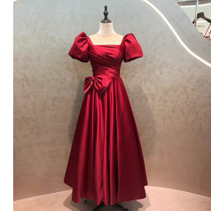 在逃公主2021新款高定新娘敬酒服简约赫本风法式订婚宴会小晚礼服