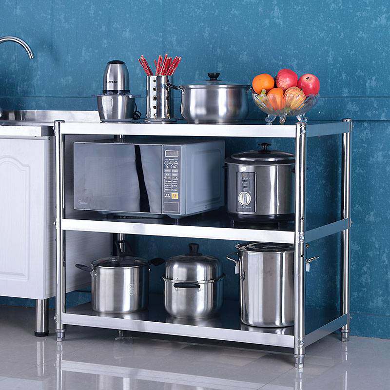 厨房不锈钢置物架收纳落地多层架子微波炉锅架烤箱橱柜锅碗菜架