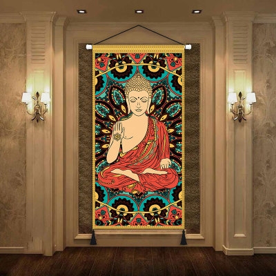 东南亚泰式佛像布艺挂画走廊通道装饰画空墙壁挂布客厅壁画