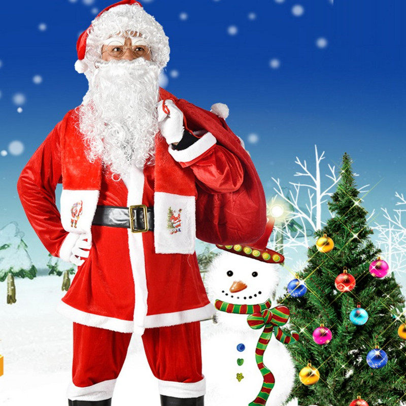 圣诞老人服装老公公男生圣诞节装扮儿童大人圣诞服饰