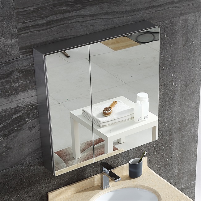 304不锈钢浴室镜柜卫生间镜子带置物柜洗手间吊柜双开门储物柜