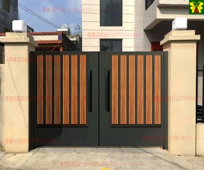 欧式豪华别墅大门农村大门防腐木对开门电动门乡村庭院双开围墙i