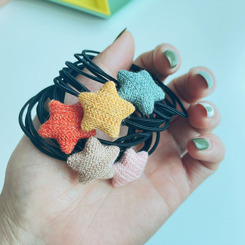 高弹力五星儿童头绳女不伤发韩版可爱黑色简约气质扎马尾皮筋女童