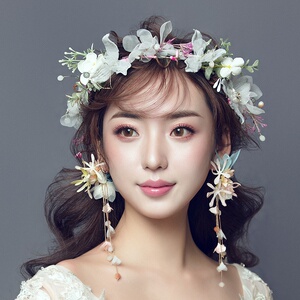 新娘头饰森系花环韩式超仙图片