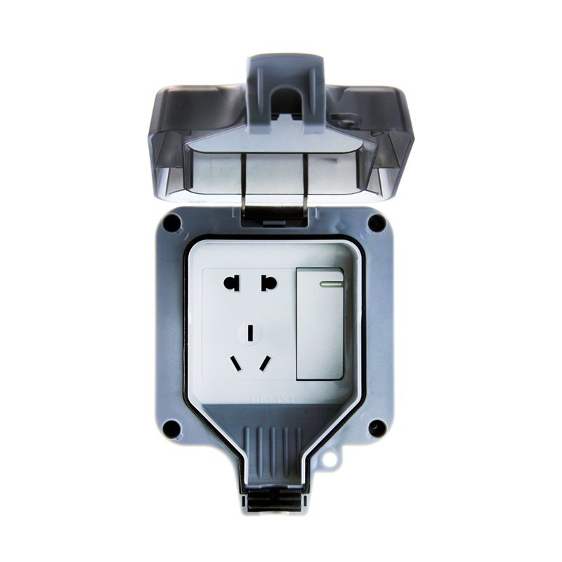 户外防水插座一开五孔10a明暗装室外防雨密封防溅盒插板86型浴室