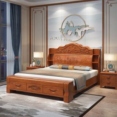 明清仿古实木床雕花大床图片