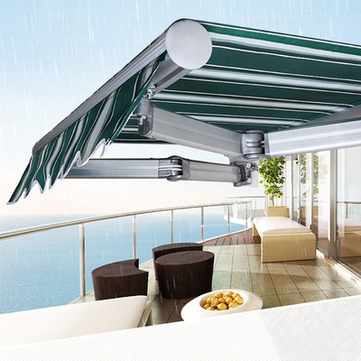 电动户外阳台自动庭院收缩雨棚遮阳篷伸缩式折叠遮阳棚布室外遥控
