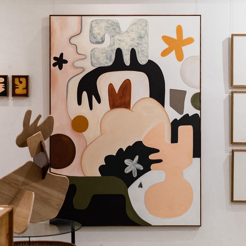 yeahart抽象艺术挂画莫兰迪色手绘油画纯手工现代简约客厅装饰画