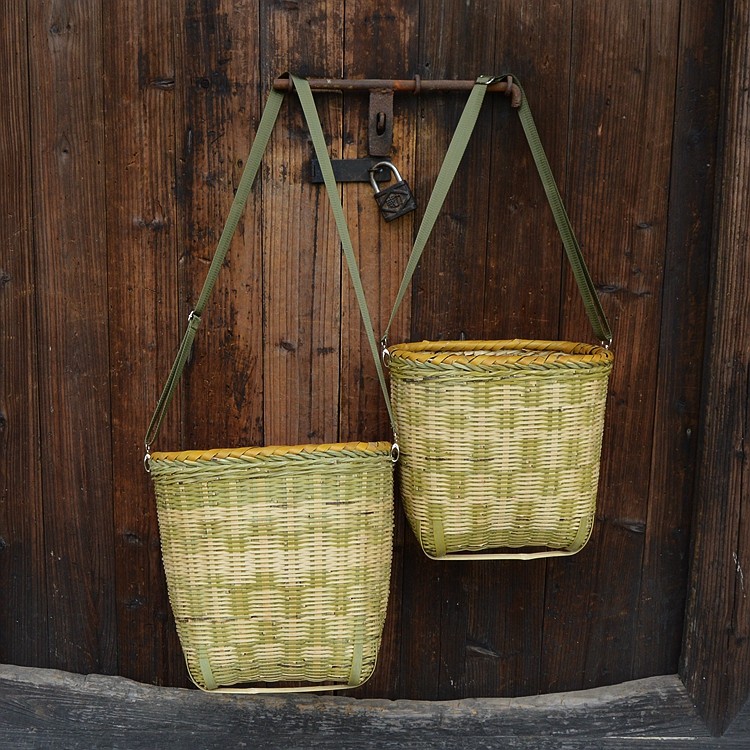 新款背萝竹编背篓家用采茶竹篓塑料篮子斜挎茶娄背楼鱼篓小竹