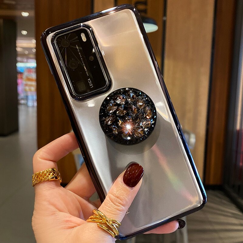 新款华为p40手机壳p30pro超薄透明全包防摔保护套p40pro奢华带钻