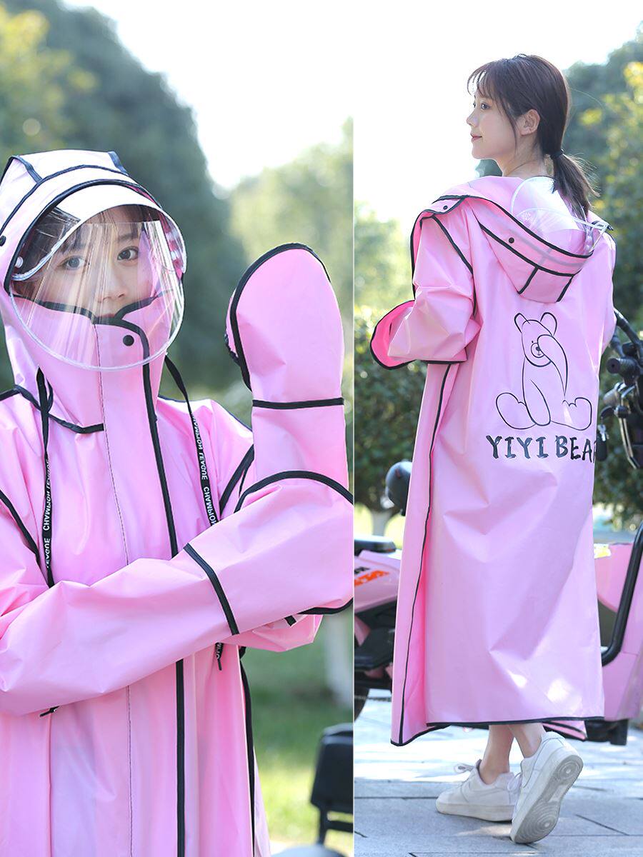 电动车雨衣2021新款雨衣女大人连脚雨衣长款全身电车防水雨衣可爱