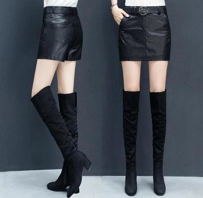 短皮裙裤女士2019秋冬季新款高腰大码pu皮裤裙包臀打底短裤皮.