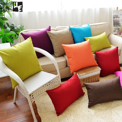 牌子好,纯色亚麻沙发抱枕客厅靠枕床头靠垫椅子靠背垫汽车腰枕抱枕套