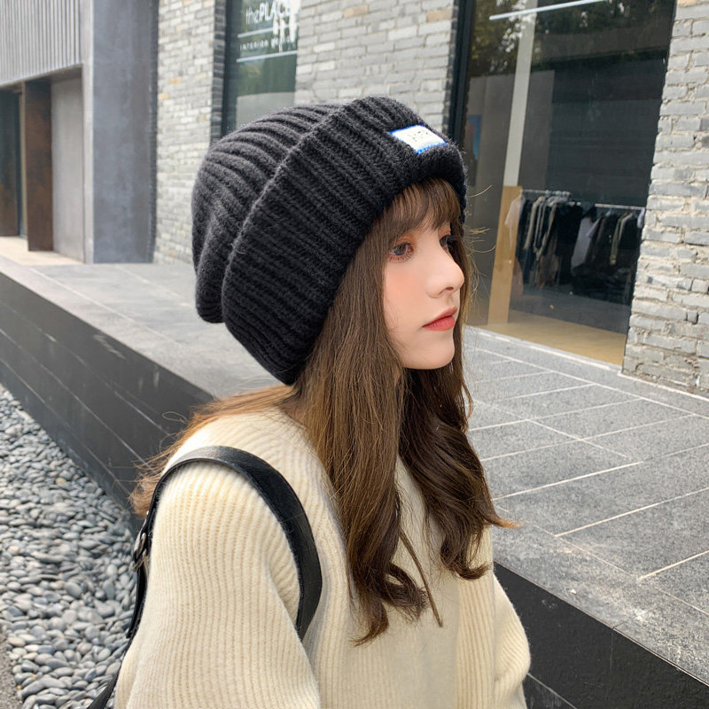 网红圆脸显脸小堆堆帽女大头大脸针织帽子女冬季毛线秋冬护耳保暖