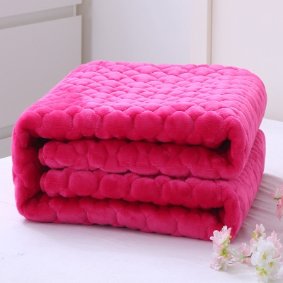 双层夹棉珊瑚绒毯铺床图片