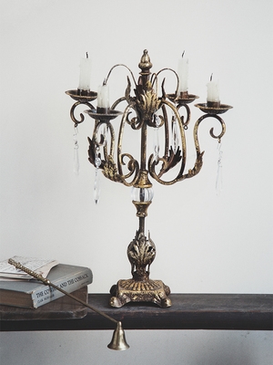 高档欧式烛台摆件奢华客厅家用复古做旧铁艺蜡烛台家居烛光晚餐烛