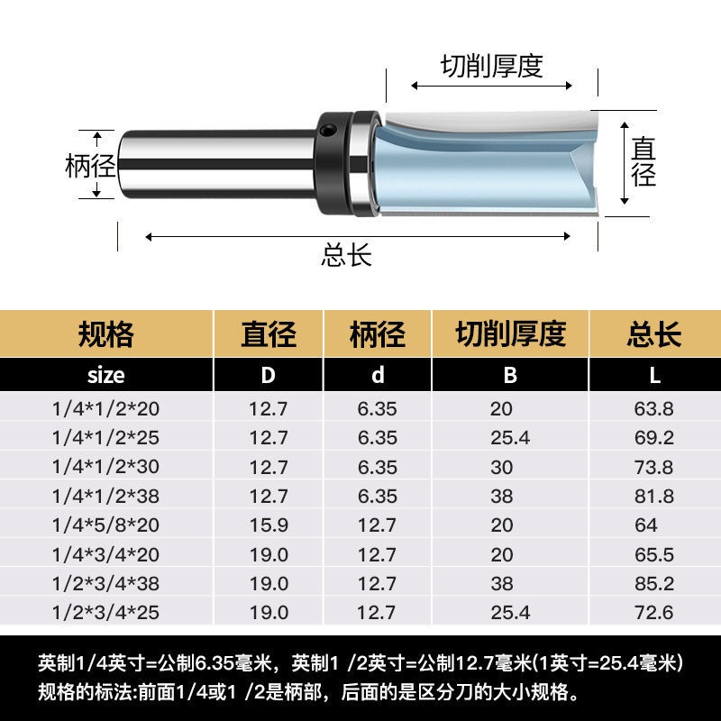 德国卡浦带轴承直刀木工铣刀头柄附培林修边机刀仿型滚珠锣机开槽