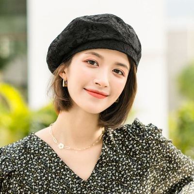 适合短发戴的帽子冬天韩版挡风装饰女帽秋冬休闲百搭贝雷蕾丝帽子