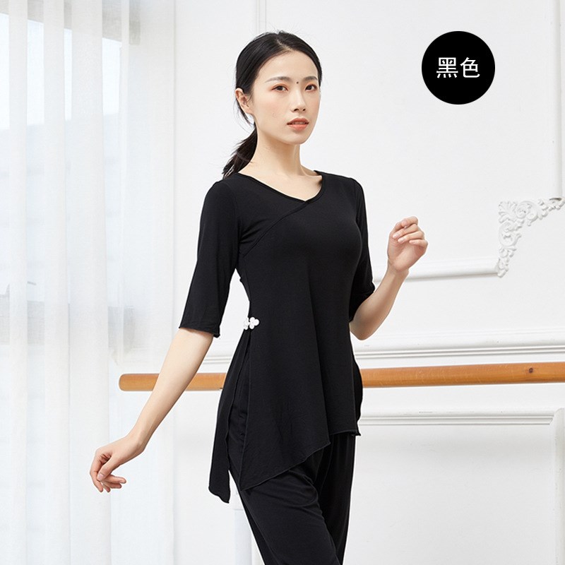 新品中国风古典舞服女修身显瘦舞蹈上衣身韵练功服民族舞舞韵身舞