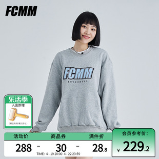 FCMM春季潮牌圆领卫衣LOGO情侣款设计感美式灰色长袖女小个子上衣